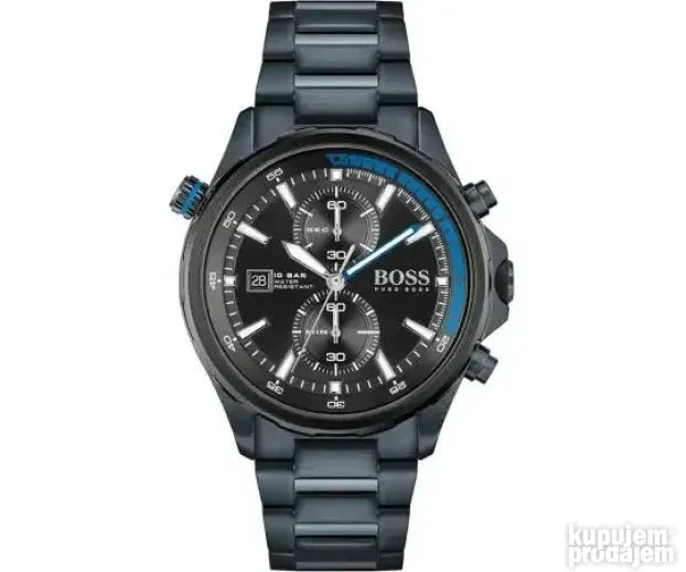 Hugo Boss Globetrotter Black Dial Black Steel Strap Watch for Men - 1513824 Watches Hugo Boss   