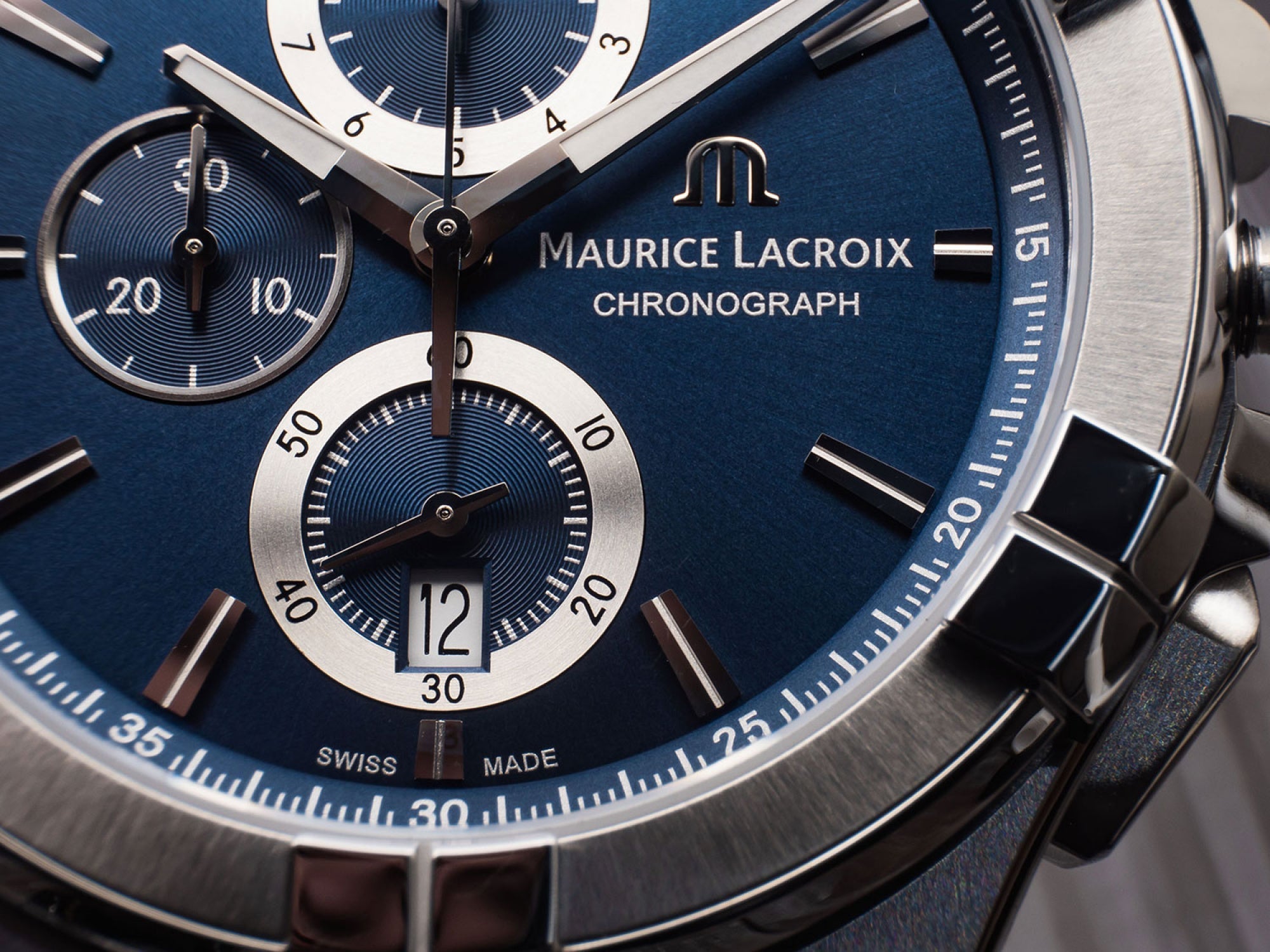 Maurice Lacroix Aikon Chronograph Blue Dial Blue Leather Strap Watch for Men - AI1018-SS001-430-1 Watches Maurice Lacroix   