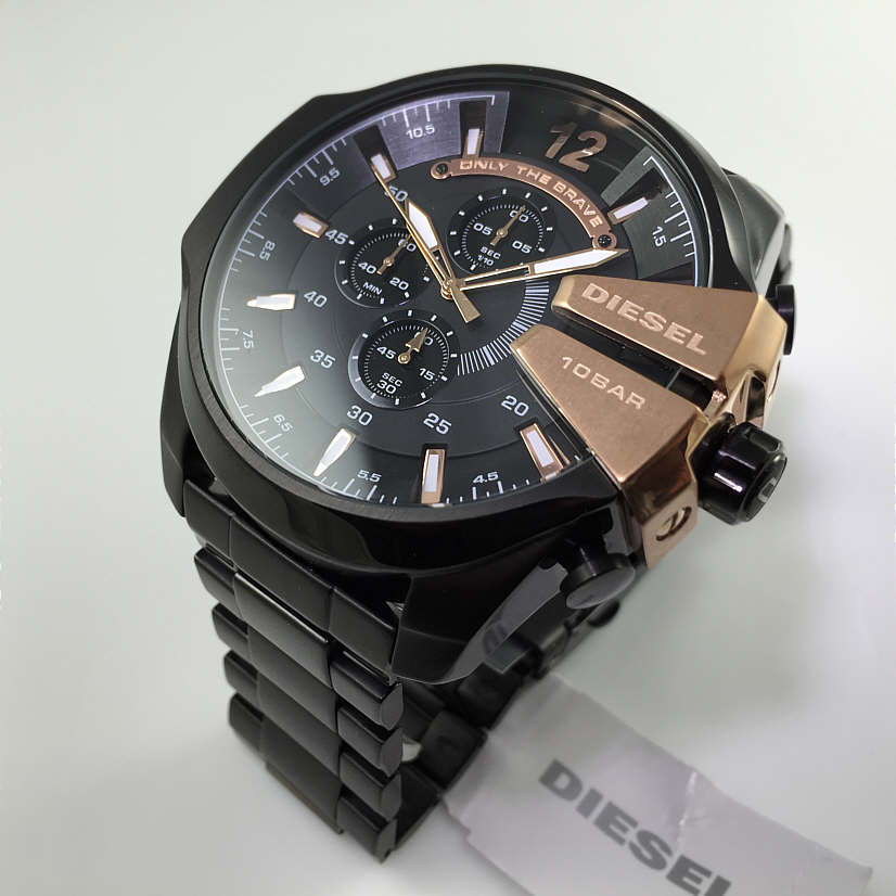 Diesel Mega Chief Black Dial Black Stainless Steel Watch For Men - DZ4309 Watches Diesel   