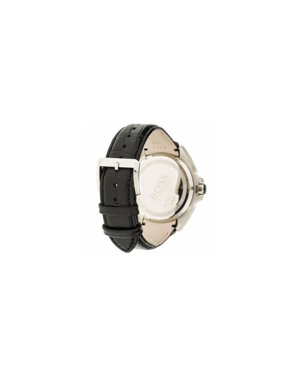 Hugo Boss Driver Blue Dial Black Leather Strap Watch for Men - 1512882 Watches Hugo Boss   