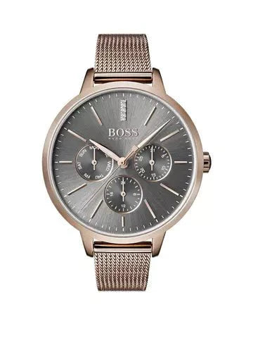Hugo Boss Symphony Grey Dial Gold Mesh Bracelet Watch for Women - 1502424 Watches Hugo Boss   