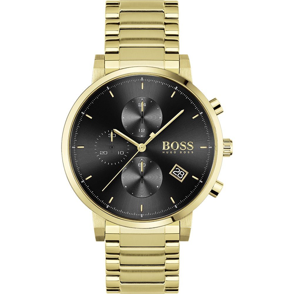 Hugo Boss Integrity Chronograph Grey Dial Gold Steel Strap Watch for Men - 1513781 Watches Hugo Boss   