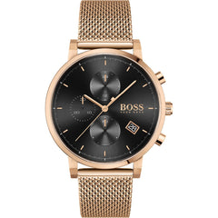 Hugo Boss Integrity Black Dial Gold Mesh Bracelet Watch for Men - 1513808 Watches Hugo Boss   