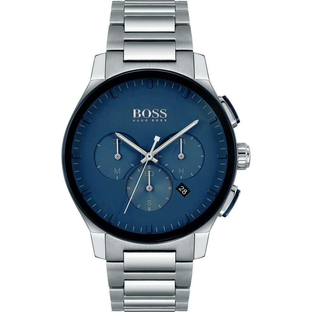 Hugo Boss Peak Chronograph Blue Dial Silver Steel Strap Watch for Men - 1513763 Watches Hugo Boss   