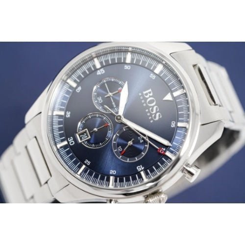 Hugo Boss Pioneer Blue Dial Silver Steel Strap Watch for Men - 1513867 Watches Hugo Boss   