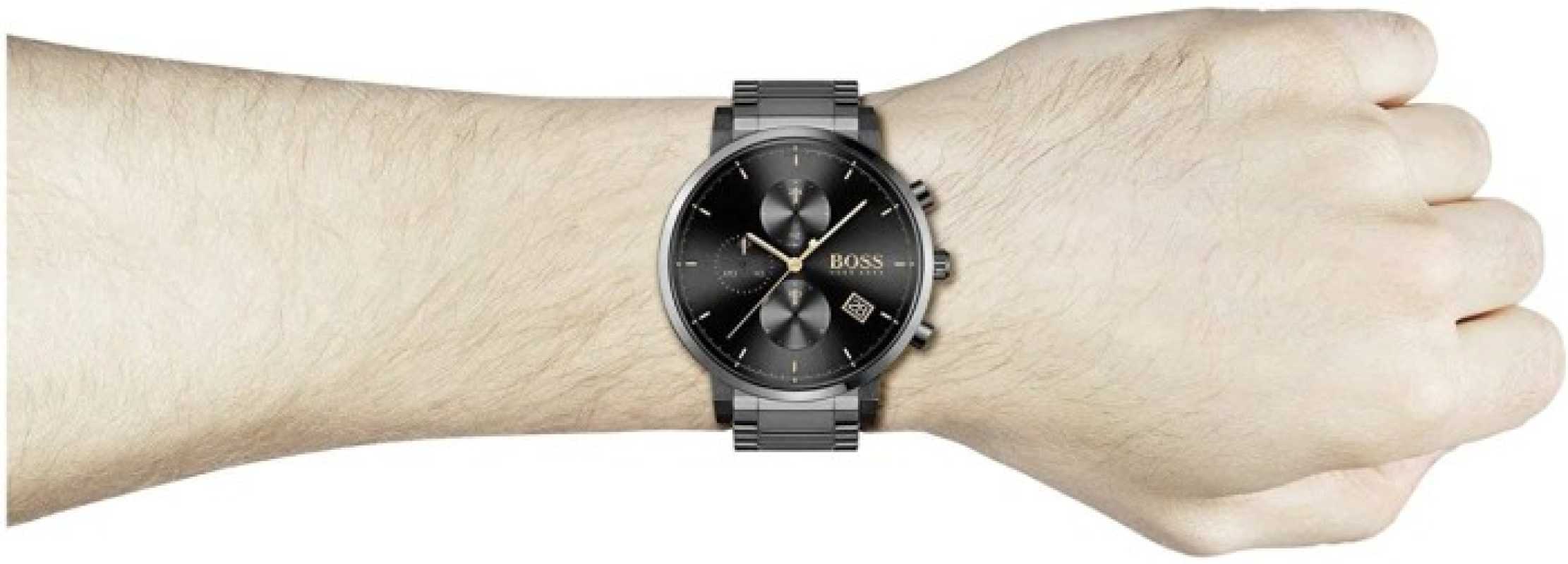 Hugo Boss Integrity Black Dial Black Steel Strap Watch for Men - 1513780 Watches Hugo Boss   