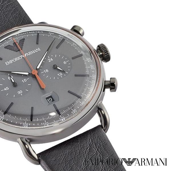 Emporio Armani Aviator Grey Dial Grey Leather Strap Watch For Men - AR11168 Watches Emporio Armani   