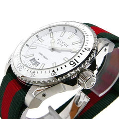 Gucci Dive White Dial Red & Green Nylon Strap Watch For Men - YA136207 Watches Gucci   