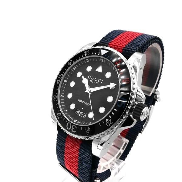 Gucci Dive Black Dial Red & Blue Nylon Strap Watch For Men - YA136210 Watches Gucci   