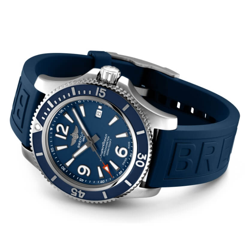 Breitling Superocean 44mm Automatic Blue Dial Blue Rubber Strap Watch for Men - A17367D81C1S2 Watches Breitling   