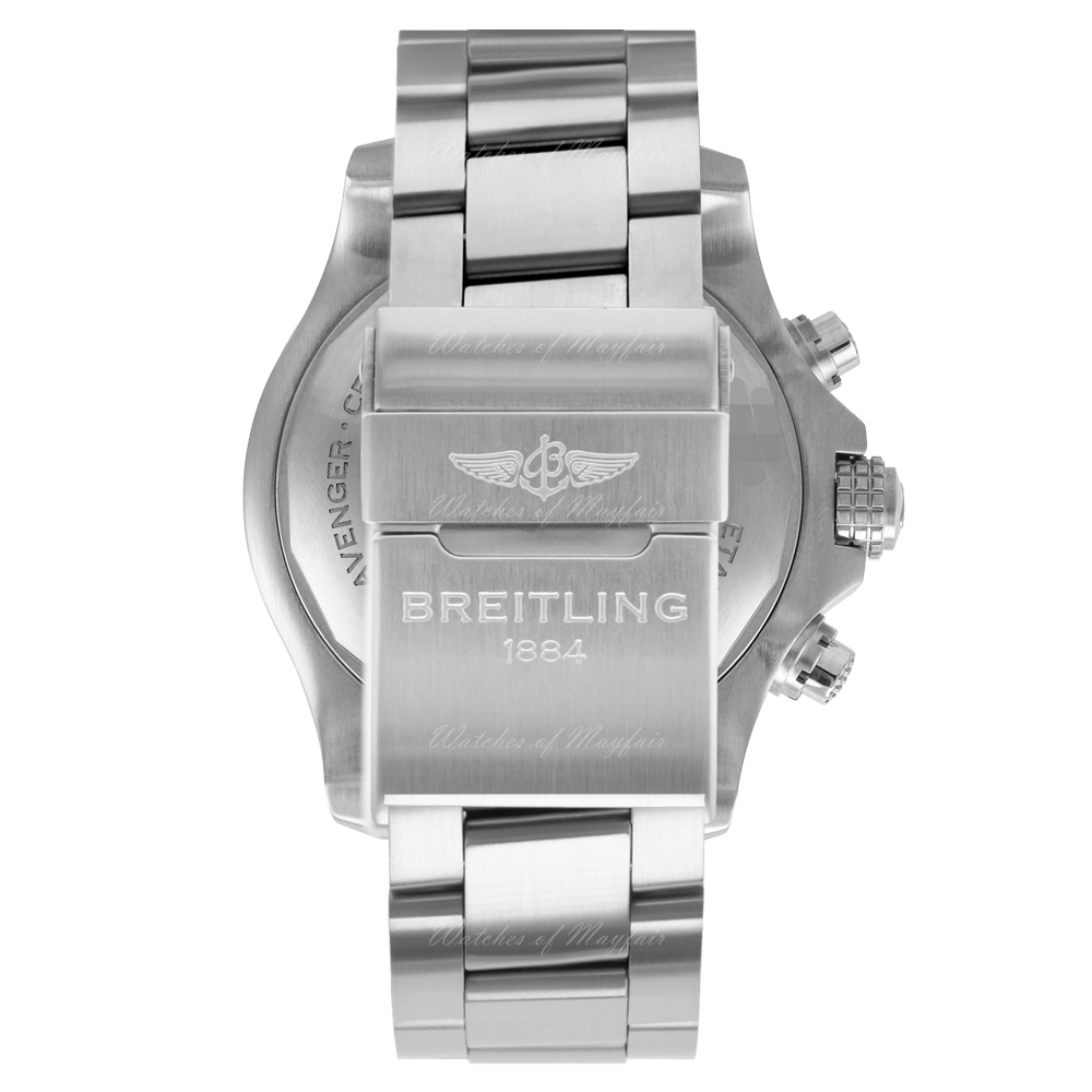 Breitling Avenger Chronograph 45mm Black Dial Silver Steel Strap Watch for Men - A13317101B1A1 Watches Breitling   
