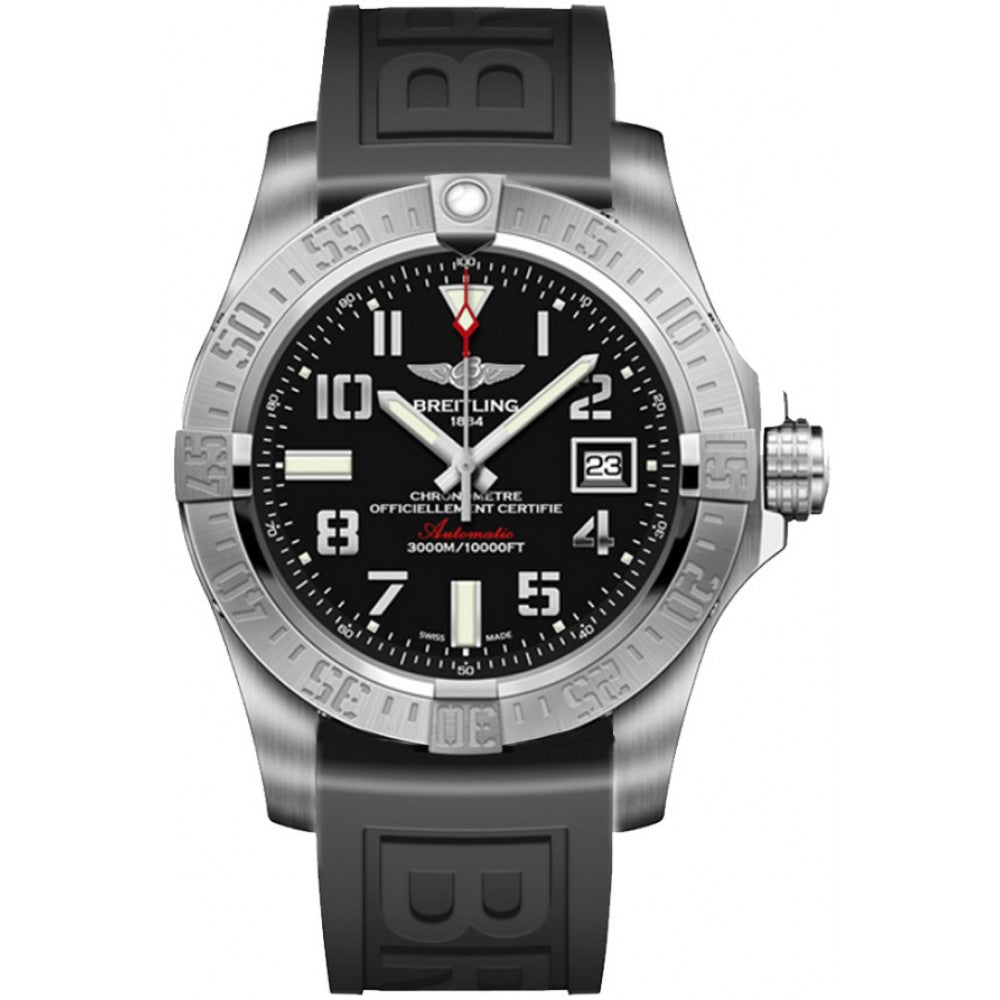 Breitling Avenger II Seawolf Stainless Steel 45mm Black Rubber Strap Mens Watch - A1733110/BC31/153S Watches Breitling   