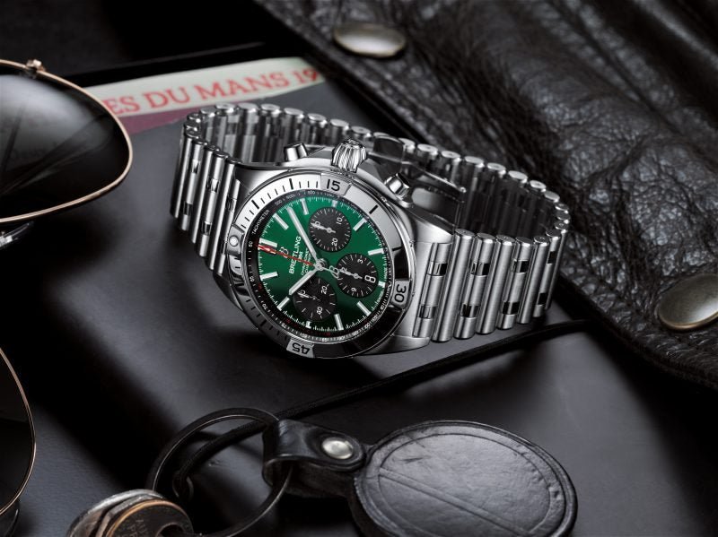 Breitling Chronomat B01 42mm Green Dial Silver Steel Strap Watch for Men - AB01343A1L1A1 Watches Breitling   