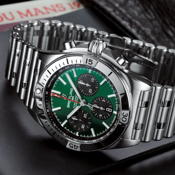 Breitling Chronomat B01 42mm Green Dial Silver Steel Strap Watch for Men - AB01343A1L1A1 Watches Breitling   