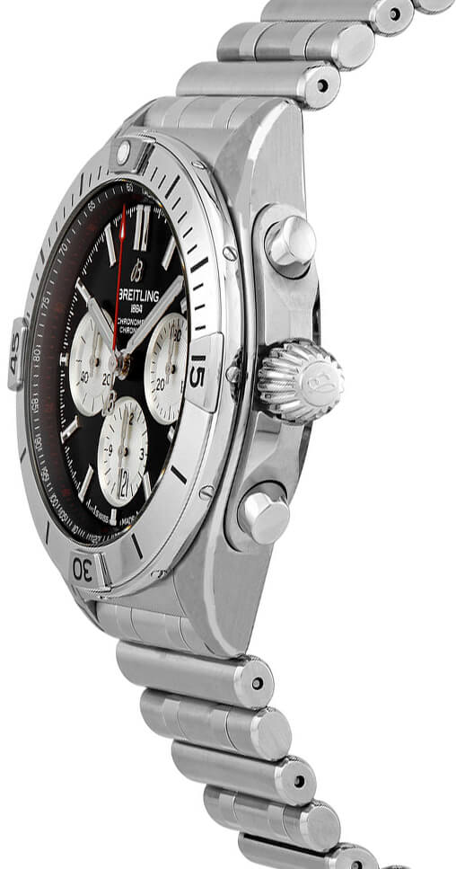 Breitling Chronomat B01 42mm Black Dial Silver Steel Strap Watch for Men - AB0134101B1A1 Watches Breitling   