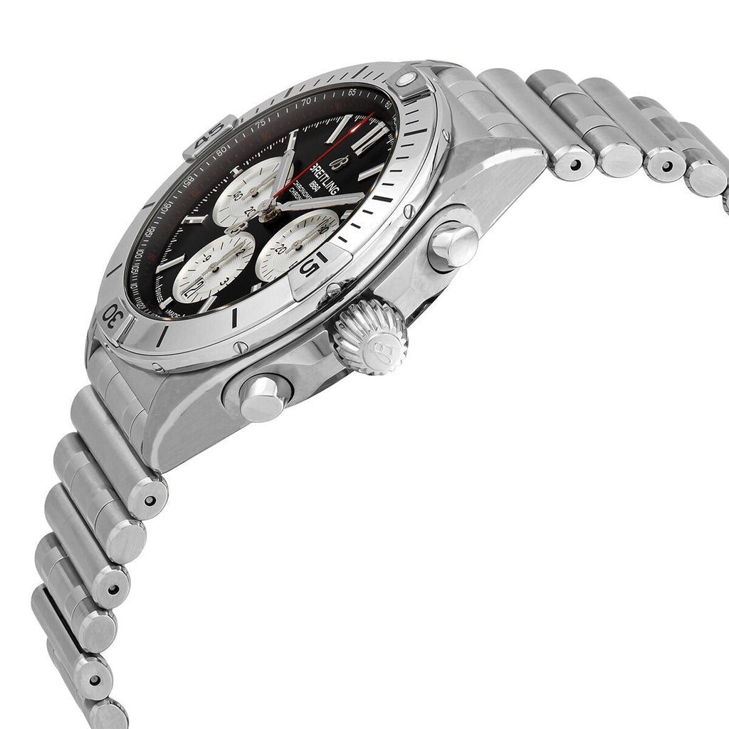 Breitling Chronomat B01 42mm Black Dial Silver Steel Strap Watch for Men - AB0134101B1A1 Watches Breitling   