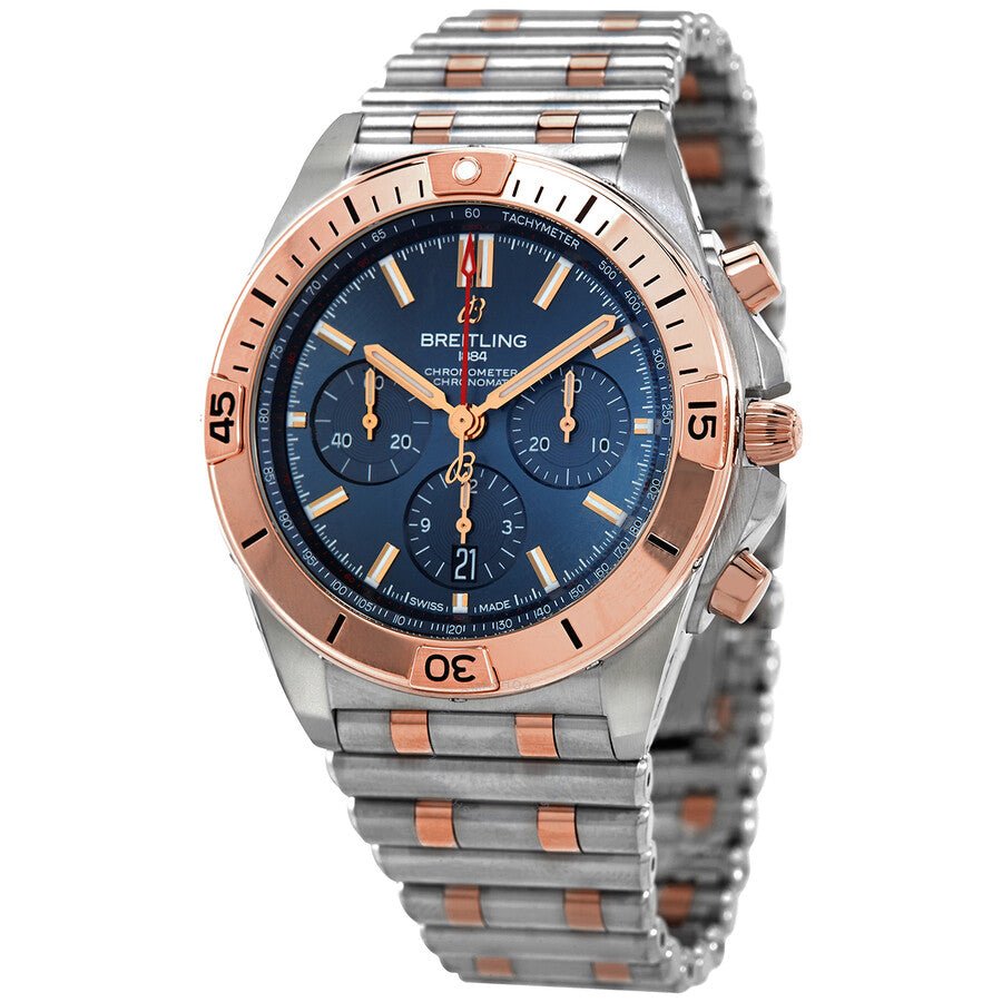 Breitling Chronomat B01 42mm Blue Dial Two Tone Steel Strap Watch for Men - UB0134101C1U1 Watches Breitling   