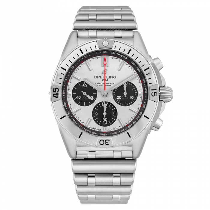 Breitling Chronomat B01 42mm Silver Dial Silver Steel Strap Watch for Men - AB0134101G1A1 Watches Breitling   