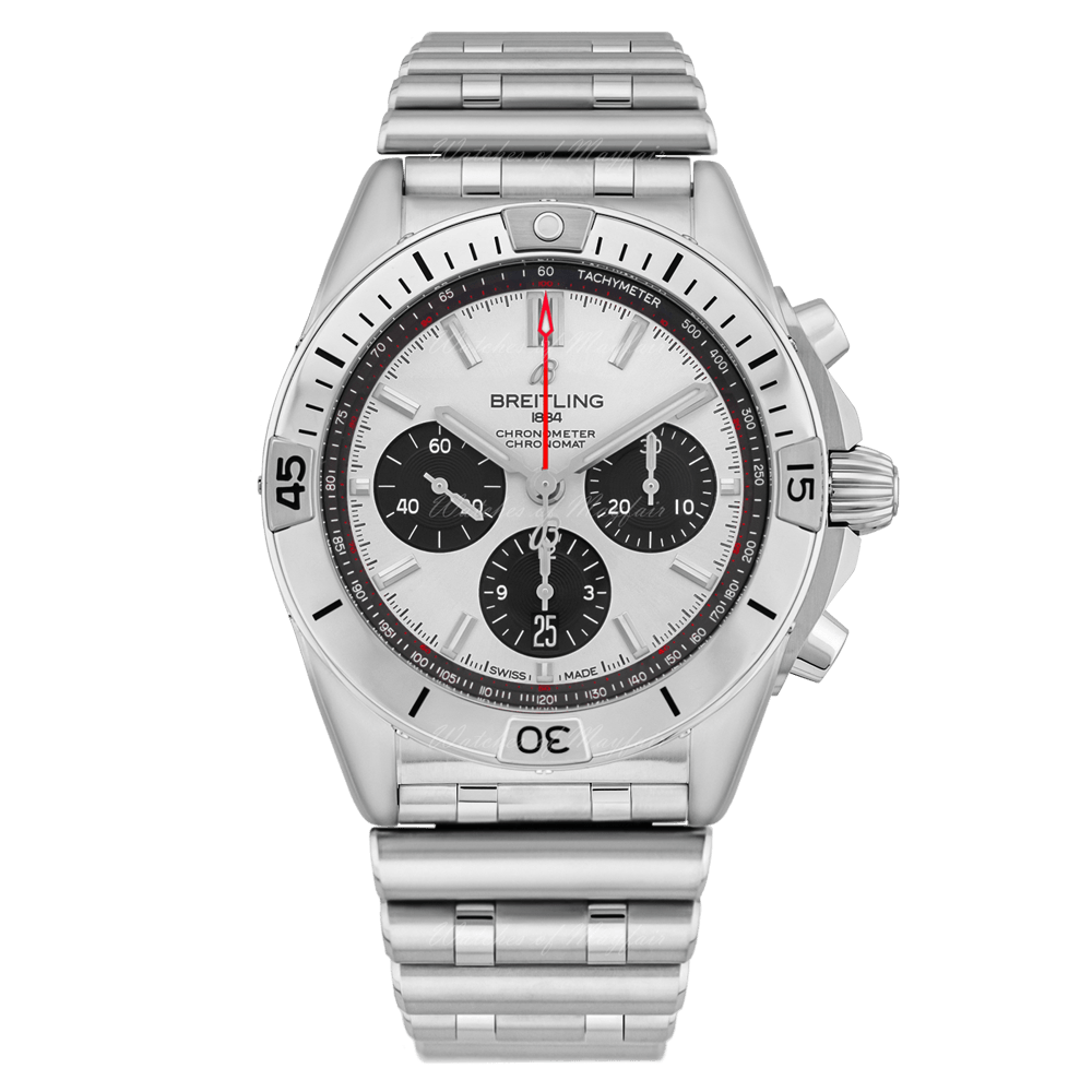 Breitling Chronomat B01 42mm Silver Dial Silver Steel Strap Watch for Men - AB0134101G1A1 Watches Breitling   