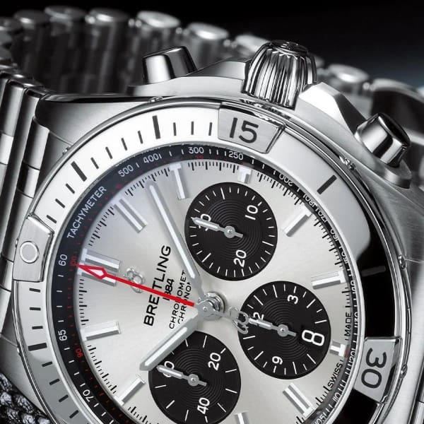 Breitling Chronomat B01 42mm Silver Dial Silver Steel Strap Watch for Men - AB0134101G1A1 Watches Breitling   