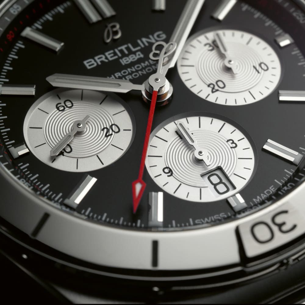 Breitling Chronomat B01 42mm Black Dial Silver Steel Strap Watch for Men - AB0134101B1A1 Watches Breitling   