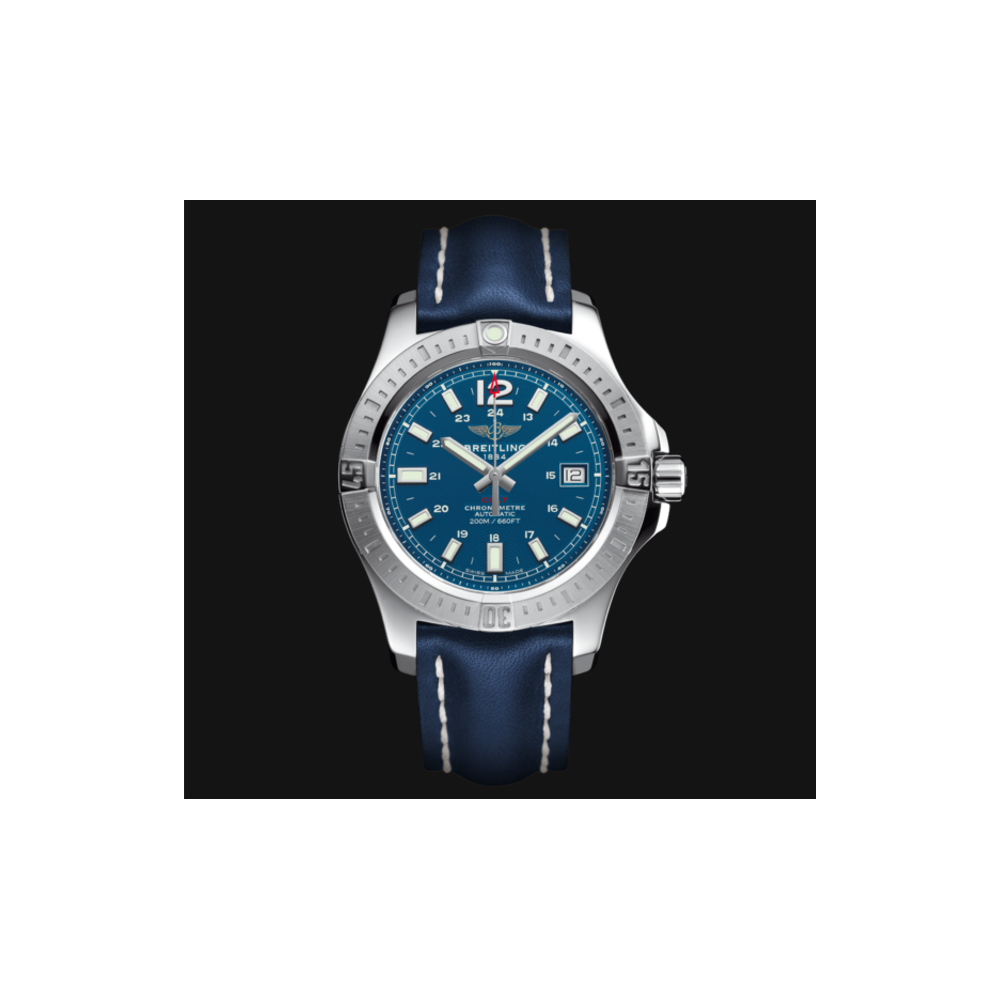 Breitling Colt 41mm Automatic Blue Dial Blue Leather Strap Watch for Men - A1731311.C934.113X.A18BA.1 Watches Breitling   