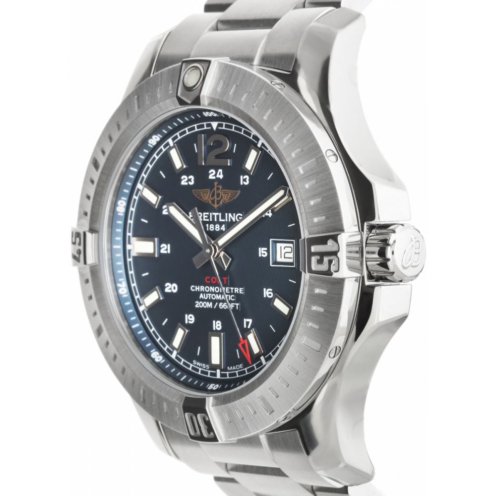 Breitling Colt Automatic 44mm Blue Dial Silver Steel Strap Mens Watch - A1738811/C906/173A Watches Breitling   