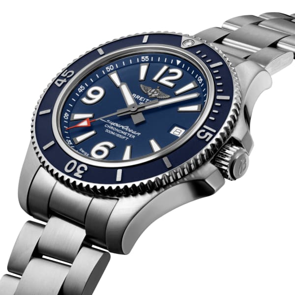 Breitling Superocean Automatic 42mm Blue Dial Silver Steel Strap Watch for Men - A17366D81C1A1 Watches Breitling   