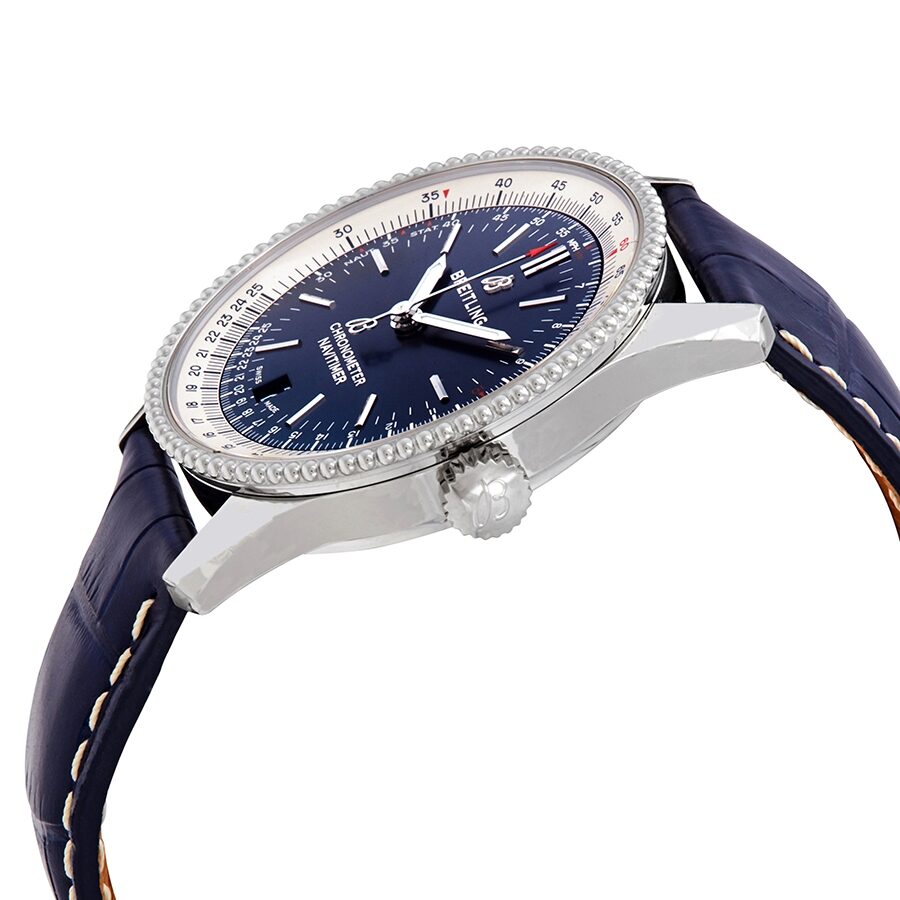 Breitling Navitimer Automatic 38mm Blue Dial Blue Leather Strap Mens Watch - A17325211C1P1 Watches Breitling   