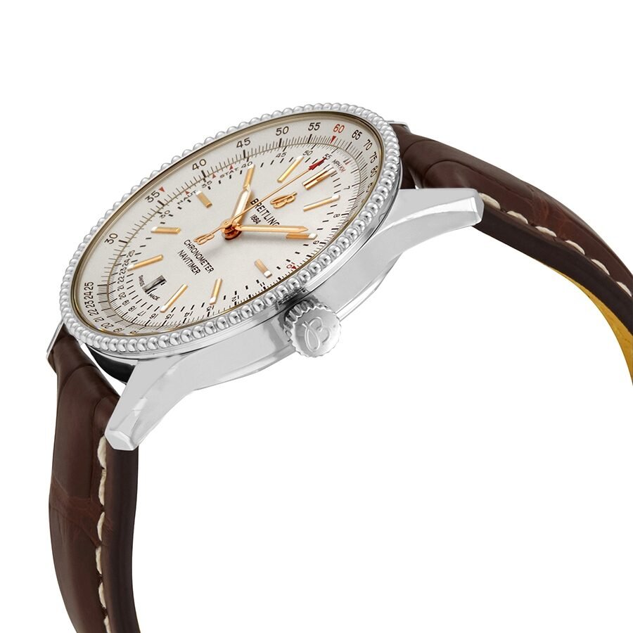 Breitling Navitimer 1 Automatic 41mm White Dial Brown Leather Strap Mens Watch - A17326211G1P1 Watches Breitling   