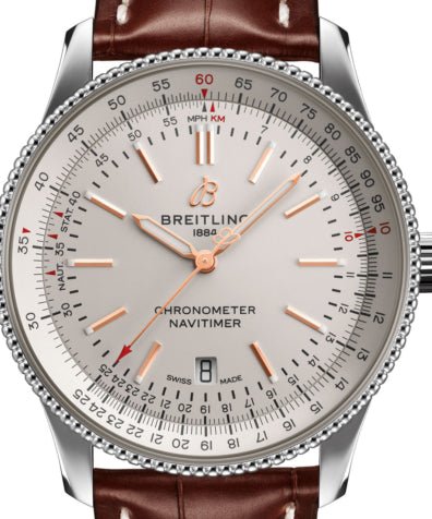 Breitling Navitimer 1 Automatic 41mm White Dial Brown Leather Strap Mens Watch - A17326211G1P1 Watches Breitling   