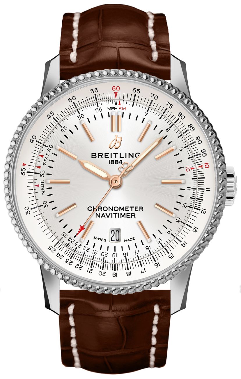 Breitling Navitimer 1 Automatic 41mm White Dial Brown Leather Strap Mens Watch - A17326211G1P1 Watches Breitling   