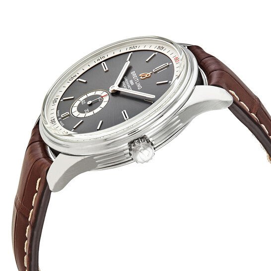 Breitling Premier Automatic 40mm Grey Dial Brown Leather Strap Watch for Men - A37340351B1P2 Watches Breitling   