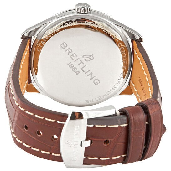 Breitling Premier Automatic 40mm Grey Dial Brown Leather Strap Watch for Men - A37340351B1P2 Watches Breitling   