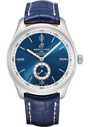 Breitling Premier Automatic 40mm Blue Dial Blue Leather Strap Mens Watch - A37340351C1P2 Watches Breitling   