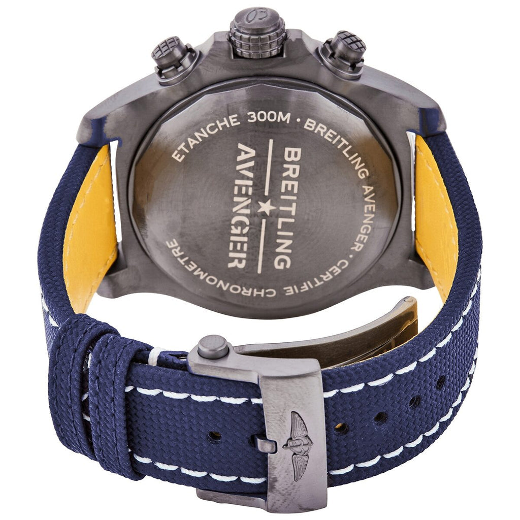 Breitling Super Avenger Chronograph 48 Night Mission Blue Dial Blue Leather Strap Watch for Men - V13375101C1X2 Watches Breitling   