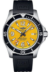 Breitling Superocean Automatic 44mm Yellow Dial Black Rubber Strap Watch for Men - A17367021I1S1 Watches Breitling   
