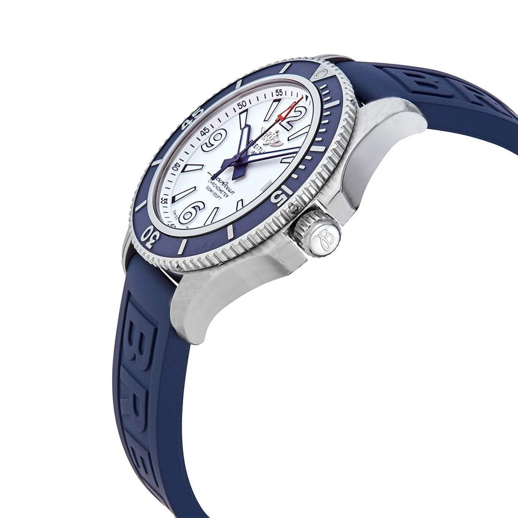 Breitling Superocean II Automatic 42mm White Dial Blue Rubber Strap Watch for Men - A17366D81A1S2 Watches Breitling   