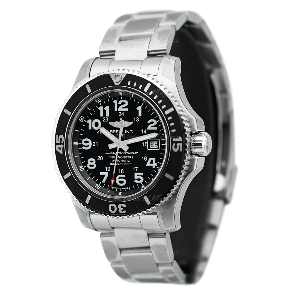 Breitling Superocean II 44mm Black Dial Black Steel Strap Watch for Men - A17392D71B1A1 Watches Breitling   