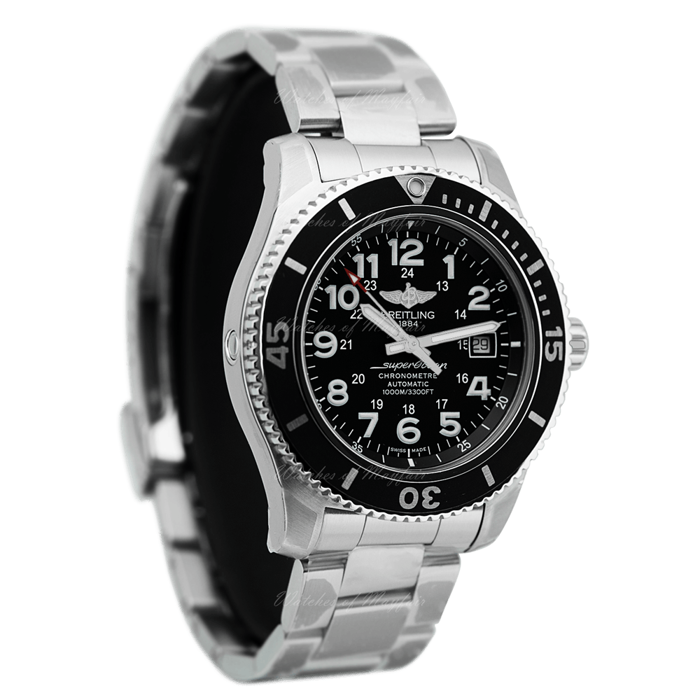 Breitling Superocean II 44mm Black Dial Black Steel Strap Watch for Men - A17392D71B1A1 Watches Breitling   