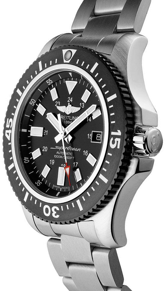 Breitling Superocean II Special 44mm Black Dial Silver Steel Strap Watch for Men - Y1739310/BF45/162A Watches Breitling   