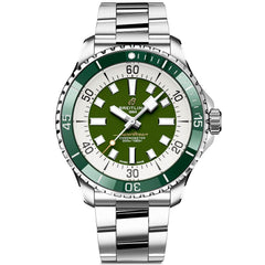 Breitling Superocean Automatic 44mm Navy Green Dial Green Rubber Strap Watch for Men - A17376A31L1A1 Watches Breitling   