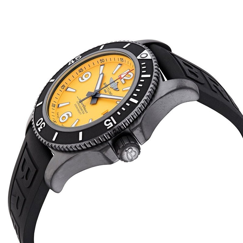 Breitling Superocean Automatic 46mm Yellow Dial Black Rubber Strap Watch for Men - M17368D71I1S1 Watches Breitling   