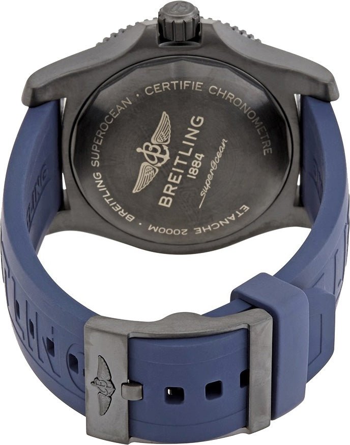 Breitling Superocean Automatic 46mm Blue Dial Blue Rubber Strap Watch for Men - M17368D71C1S1 Watches Breitling   