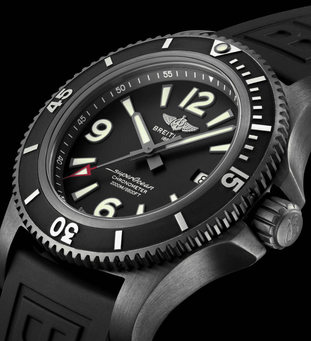 Breitling Superocean Automatic 46mm Black Dial Black Rubber Strap Watch for Men - M17368B71B1S1 Watches Breitling   