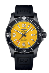 Breitling Superocean Automatic 46mm Yellow Dial Black Rubber Strap Watch for Men - M17368D71I1S1 Watches Breitling   