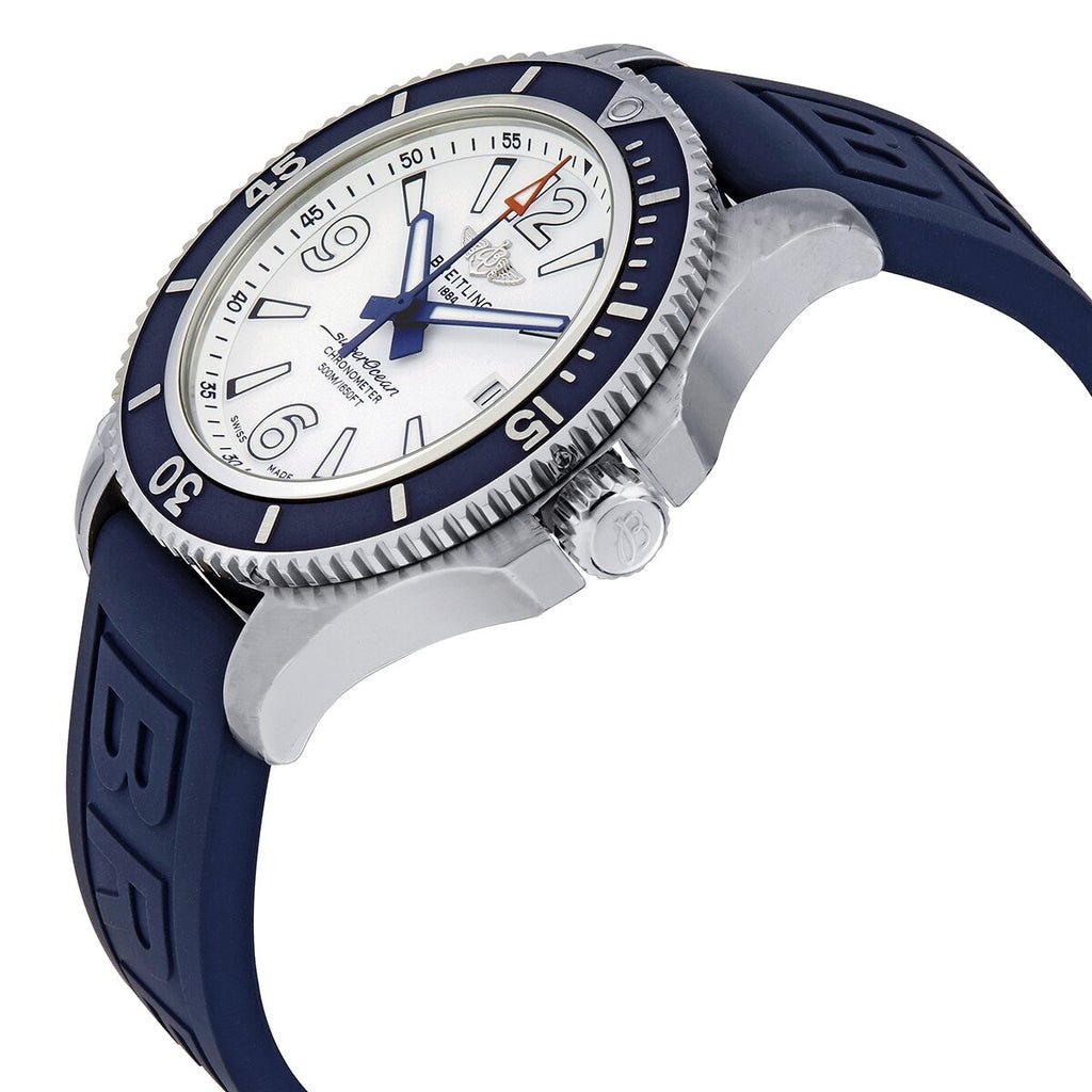 Breitling Superocean II Automatic 42mm White Dial Blue Rubber Strap Watch for Men - A17366D81A1S2 Watches Breitling   