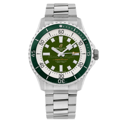 Breitling Superocean Automatic 44mm Navy Green Dial Green Rubber Strap Watch for Men - A17376A31L1A1 Watches Breitling   