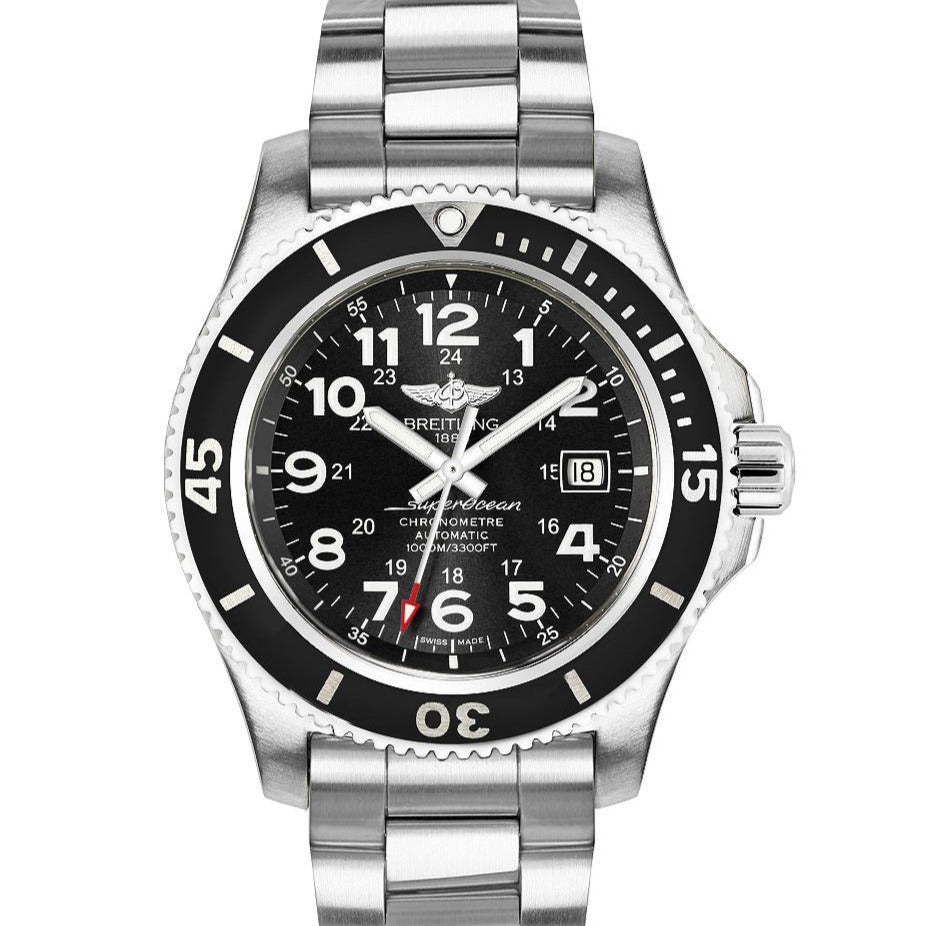 Breitling Superocean II 44mm Black Dial Black Steel Strap Watch for Men - A17392D71B1A1 Watches Breitling   