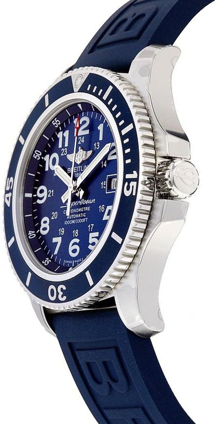 Breitling Superocean II 44mm Blue Dial Blue Rubber Strap Watch for Men - A17392D8/C910/158S/A20SS.1 Watches Breitling   